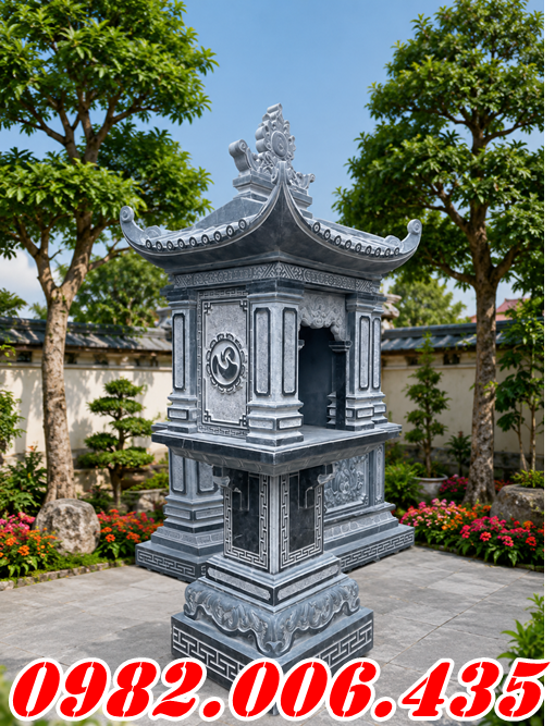 Mẫu cây hương đá xanh đẹp, chạm khắc tinh xảo