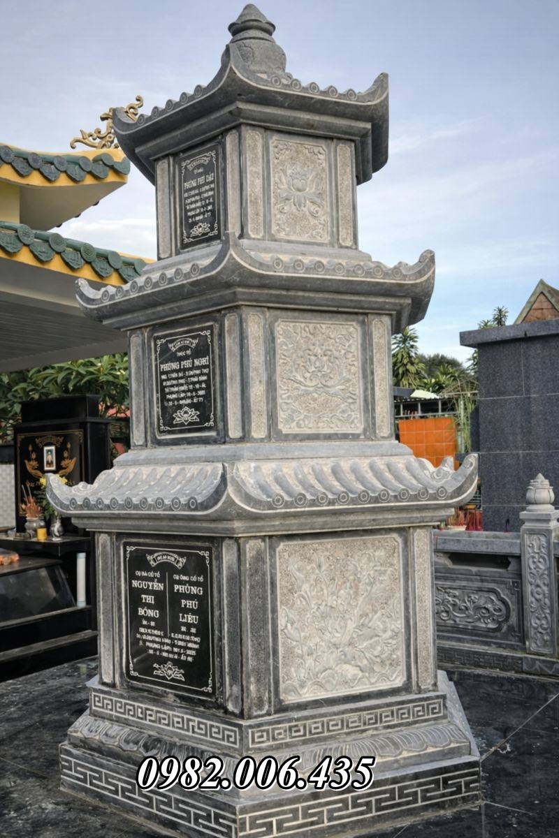 Mộ tháp đá Đá xanh đen – Lựa chọn phổ thông nhưng bền bỉ