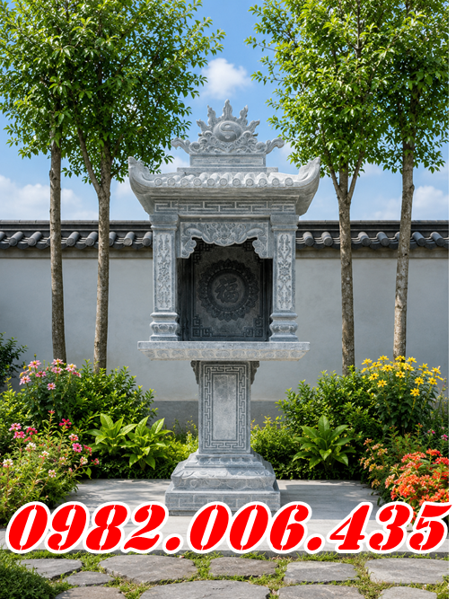 Cây hương đá chạm rồng phượng, hoa sen, tứ linh tại Hải Phòng