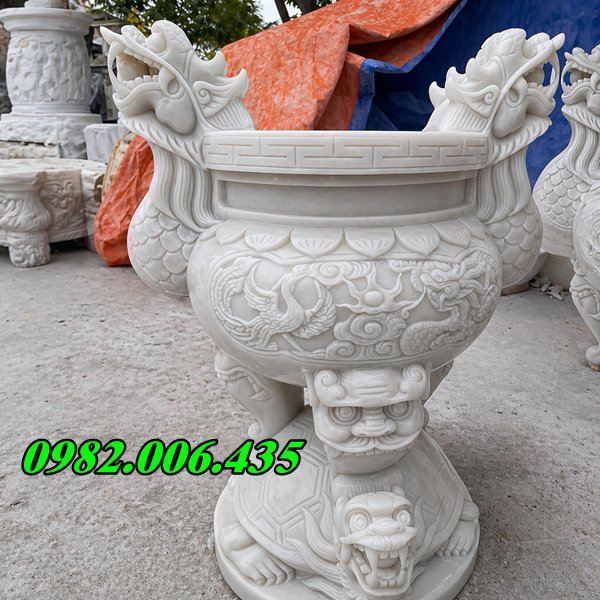 Lư hương đá chạm rồng phượng bán tại LONG AN